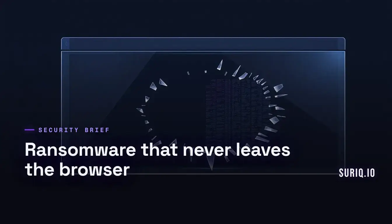 A glass browser window fracturing into shards above a grid of tiles