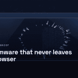 A glass browser window fracturing into shards above a grid of tiles