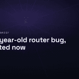 Aging network edge router in a dim server room with an amber warning light