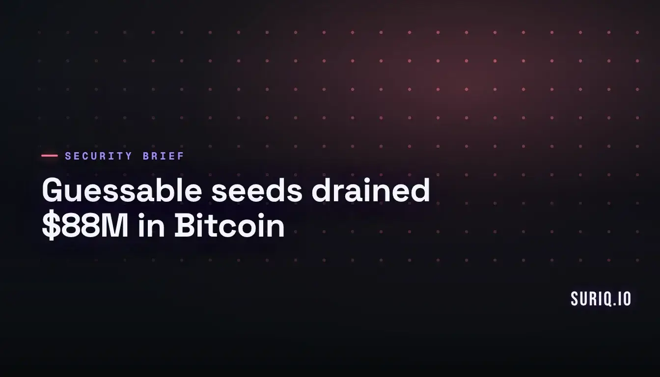A frozen die above a grid of identical bitcoin coins showing predictable randomness