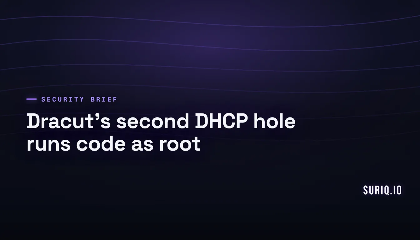 Dracut CVE-2026-15816: DHCP root code execution