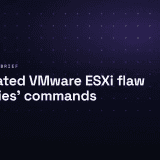 Dark dotted grid cover with a headline on a low-rated VMware ESXi flaw