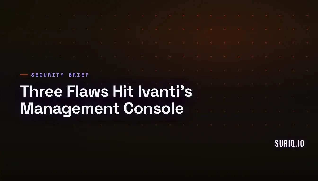 Central control tower linked to distant endpoints, one connection broken, illustrating Ivanti Endpoint Manager flaws.
