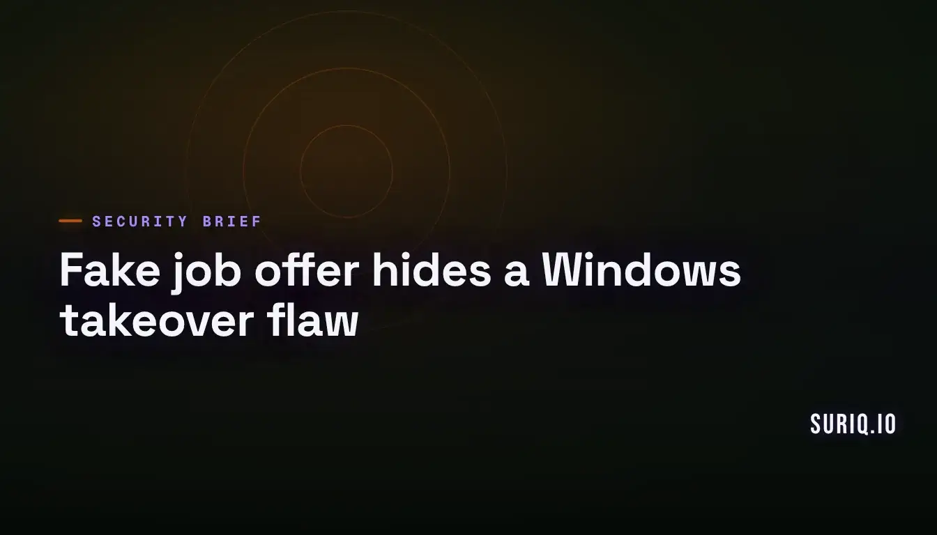 Illustration of a fake job offer breaching a Windows computer through a zero-day flaw