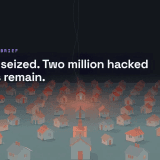 Isometric small houses with light threads braiding into a severed central cable