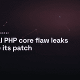 Rows of server racks sharing one loosened central PHP runtime component highlighted in amber