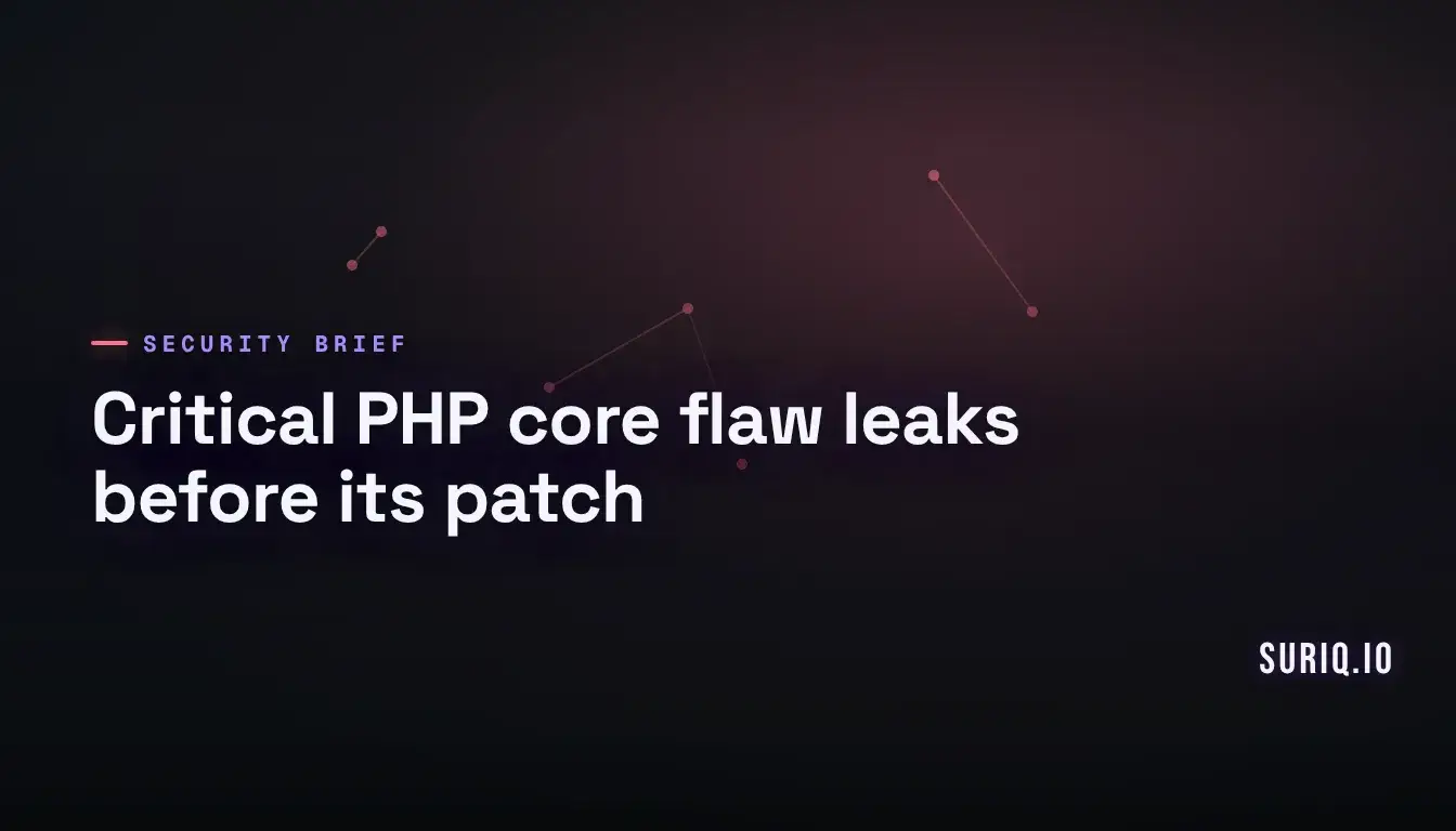 Rows of server racks sharing one loosened central PHP runtime component highlighted in amber
