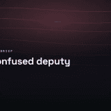 A network intermediary forwards a request to a hidden destination while attaching its own credential, illustrating the confused deputy flaw