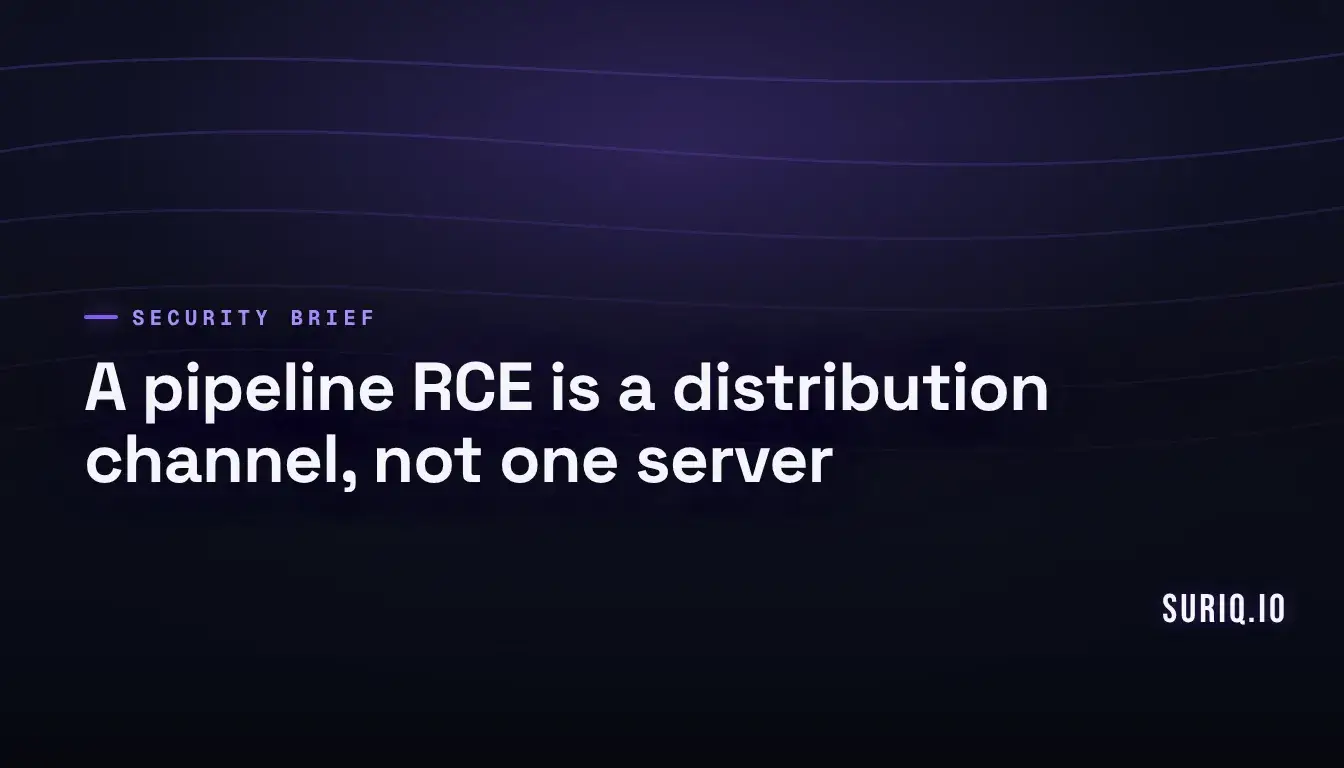 A pipeline RCE is a distribution channel, not one server