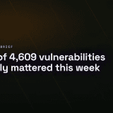 A funnel narrowing thousands of faint vulnerability advisories down to a few bright ones, illustrating security triage.