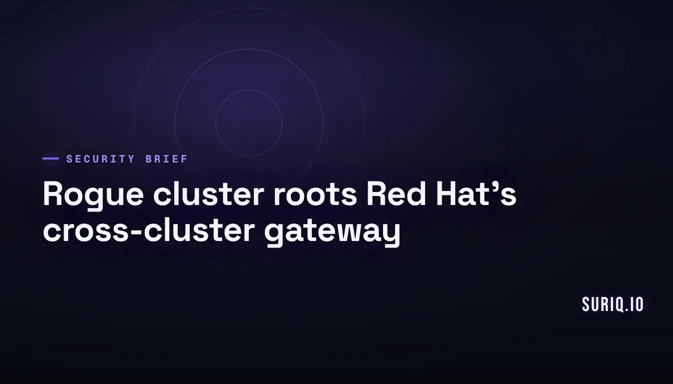 Central gateway node linking Kubernetes clusters as one rogue cluster injects tainted configuration