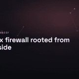 WatchGuard Firebox firewall appliance in a rack with an exposed internal breach point