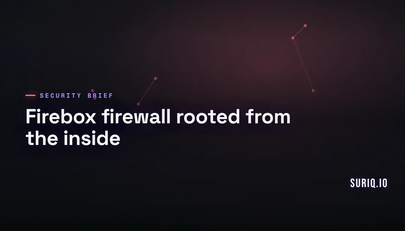 WatchGuard Firebox firewall appliance in a rack with an exposed internal breach point