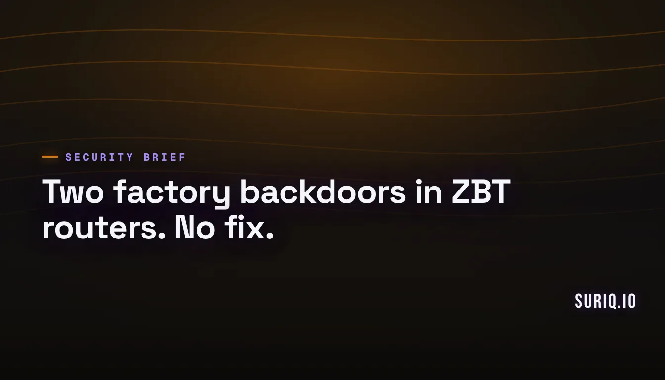 VulnCheck: two factory backdoors in ZBT routers, no fix